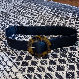 Black Belt with Tortoiseshell Buckle